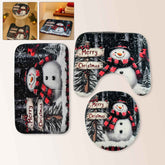 Christmas Bathroom Mat Set – Soft Snowman 3-Piece Décor