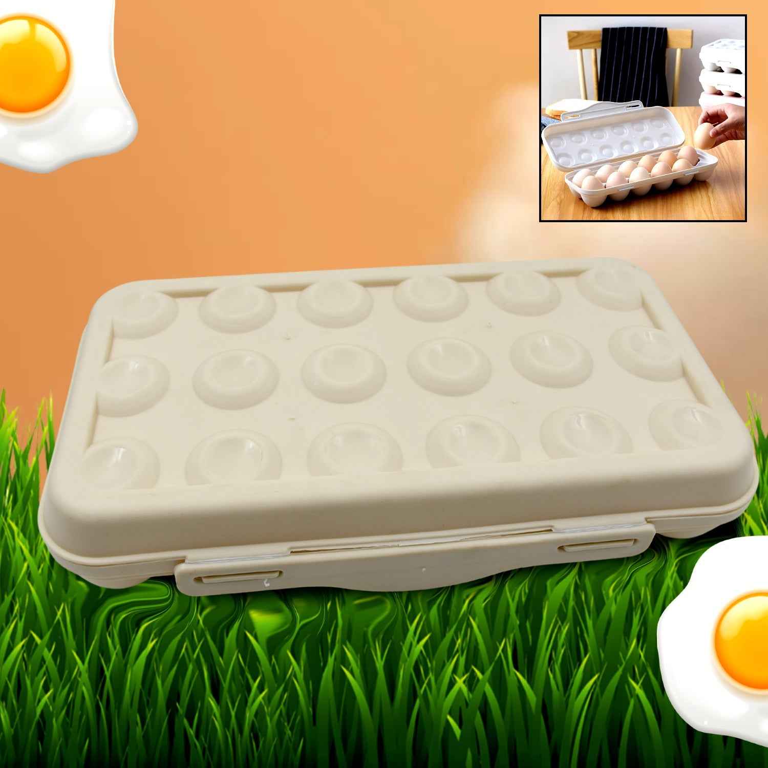 Fridge Egg Holder – 18 Grid Shock-Proof Container | Organivo