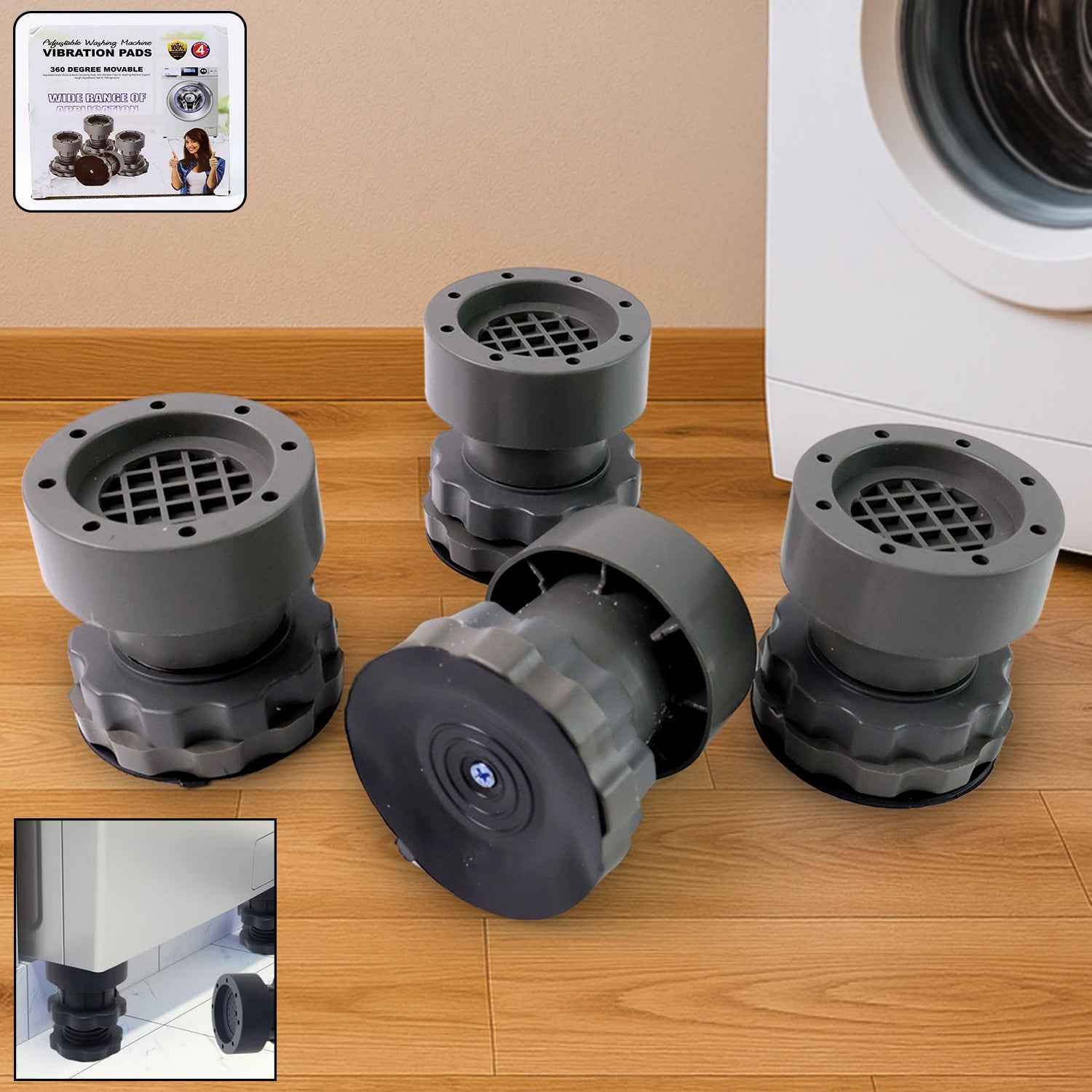 Anti-Vibration Pads for Washing Machines & Refrigerators – Adjustable Height & Stable Base