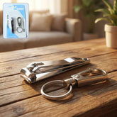 Stainless Steel Nail Clippers – Compact Set with Keychain Holder