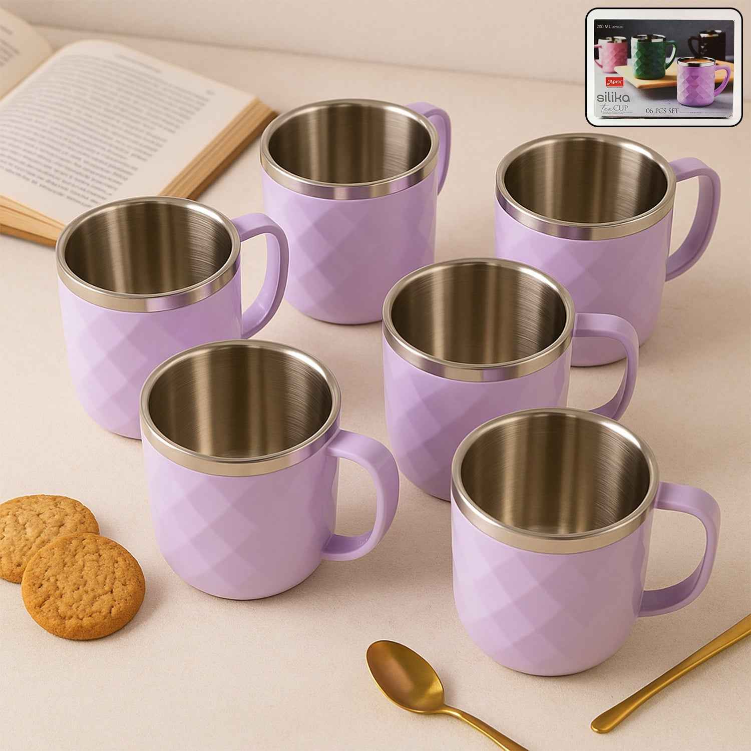 Stainless Steel Tea Cup Set – Elegant 200 ml Double Wall Design