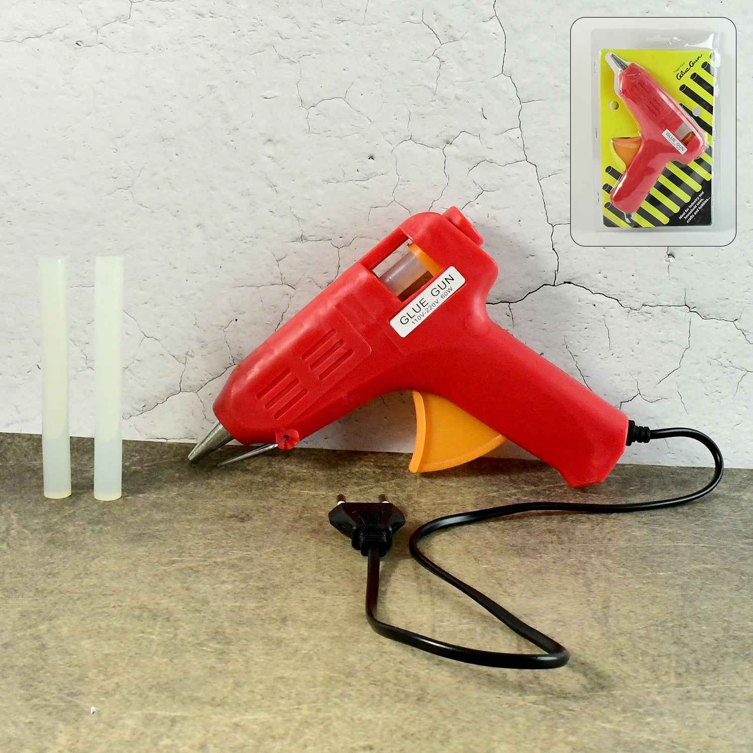 Professional 60W hot melt glue gun with included glue stick.