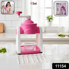Manual Ice Crusher – Compact Pink Ice Shaver with Hand Crank