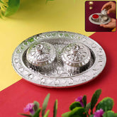 Oval Puja Thali with Kumkum Holders Ð Traditional & Durable Design