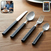 Stainless Steel Cutlery Set – 24-Piece with Plastic Handles & Tray