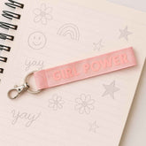 Girl Power Fabric Ribbon Keychain – Motivational & Durable Accessory