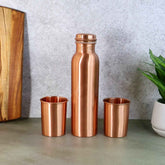 Copper Water Bottle Set – 1L Bottle & 2 Glasses | Own Hydrate