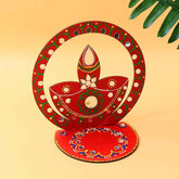 Wooden Decorative Diya Stand – Handcrafted Festive Tea Light Holder