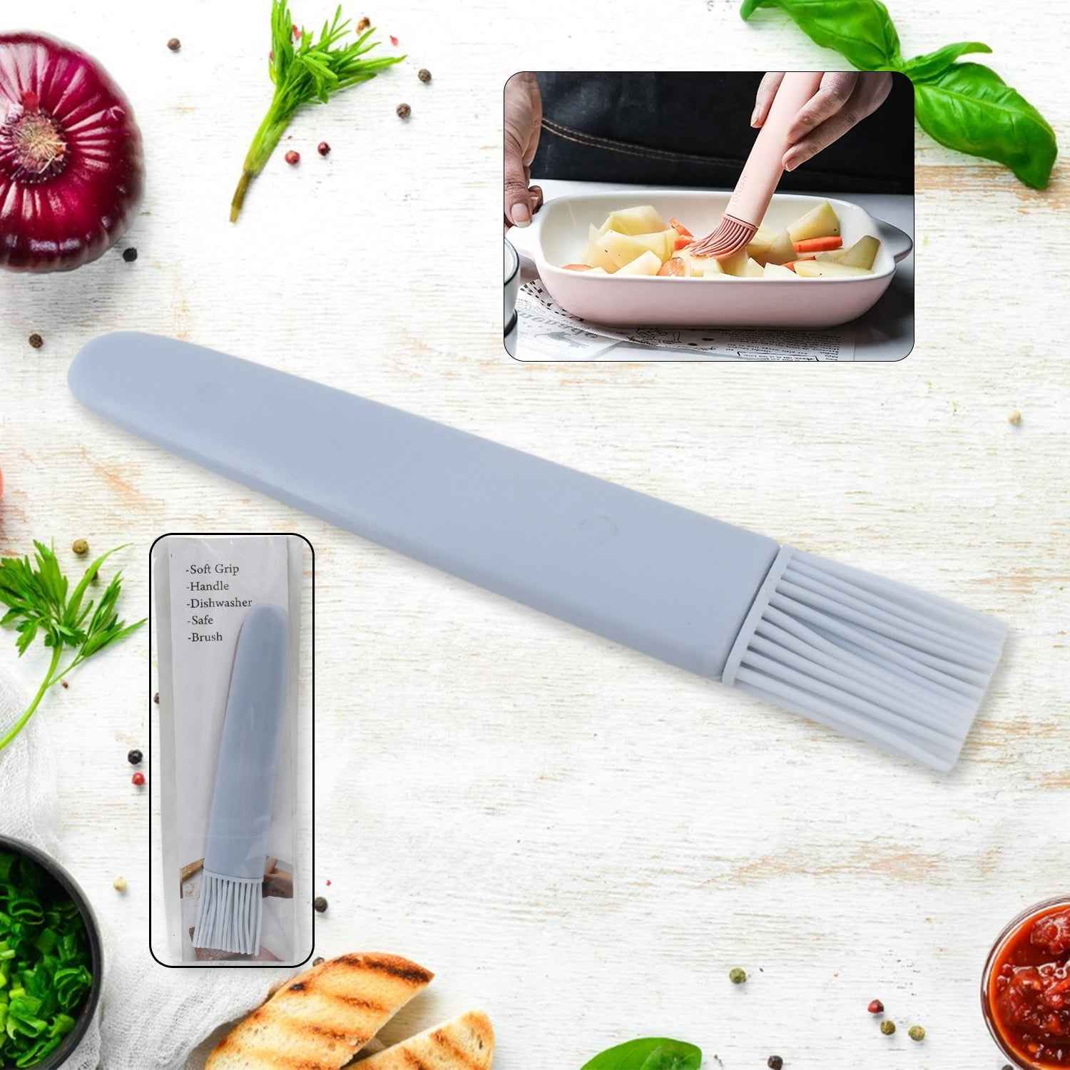 Premium silicone pastry brush with an ergonomic handle for comfortable grip.