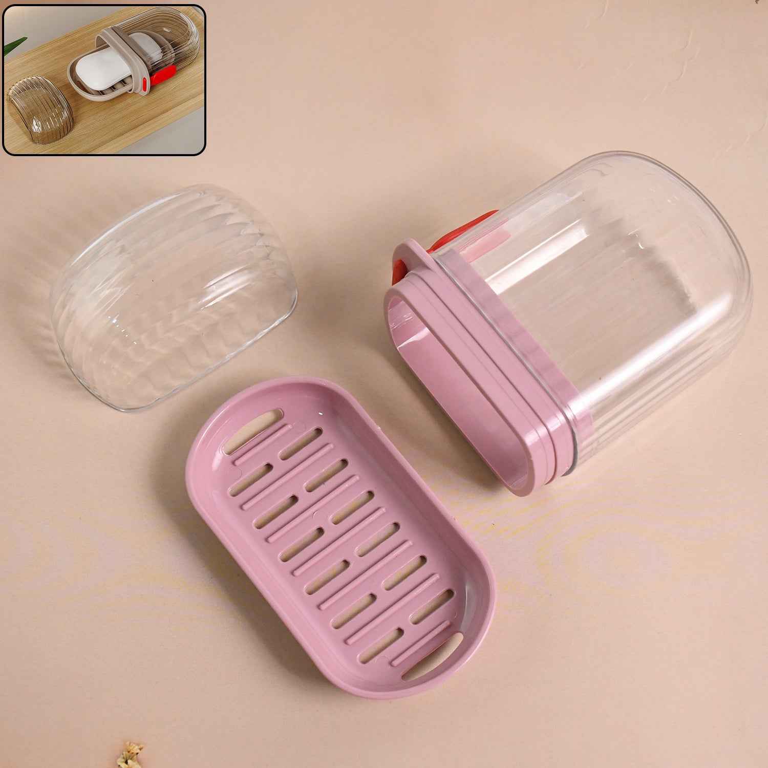Plastic Soap Dish with Dust-Proof Lid & Drain Tray – Durable & Stylish