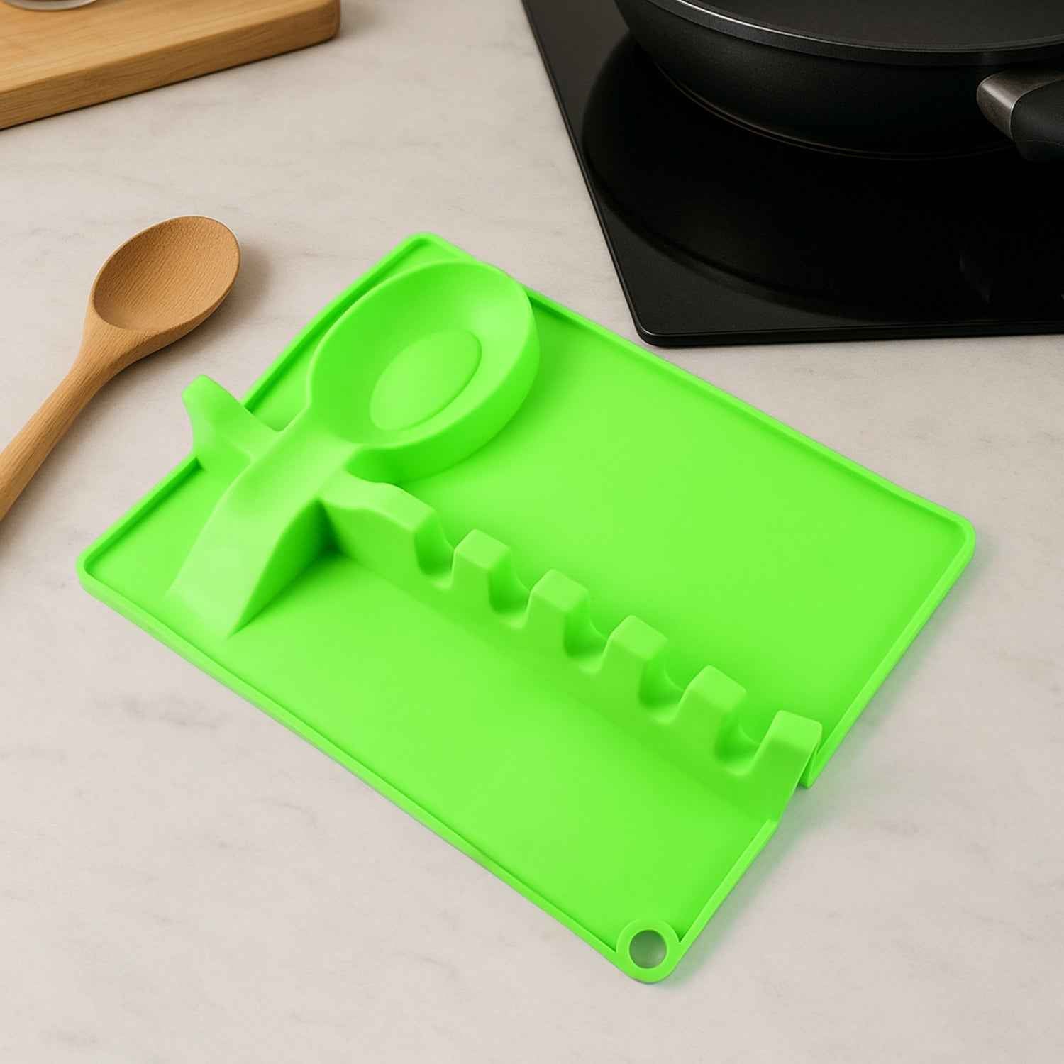 Silicone Spoon Rest – 4-Slot Utensil Holder & Spatula Rack | Quickslice