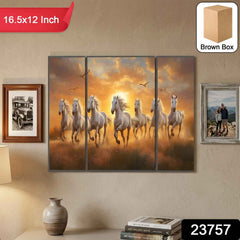 Horses Sunset Wall Art Ð Vibrant 3-Panel MDF Canvas for Home Decor