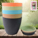 Plastic Flower Pot Set – Round 5 Pcs with Tray |