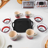 Ceramic Cup and Glass Bowl Set – Stylish 9-Piece Dining Combo