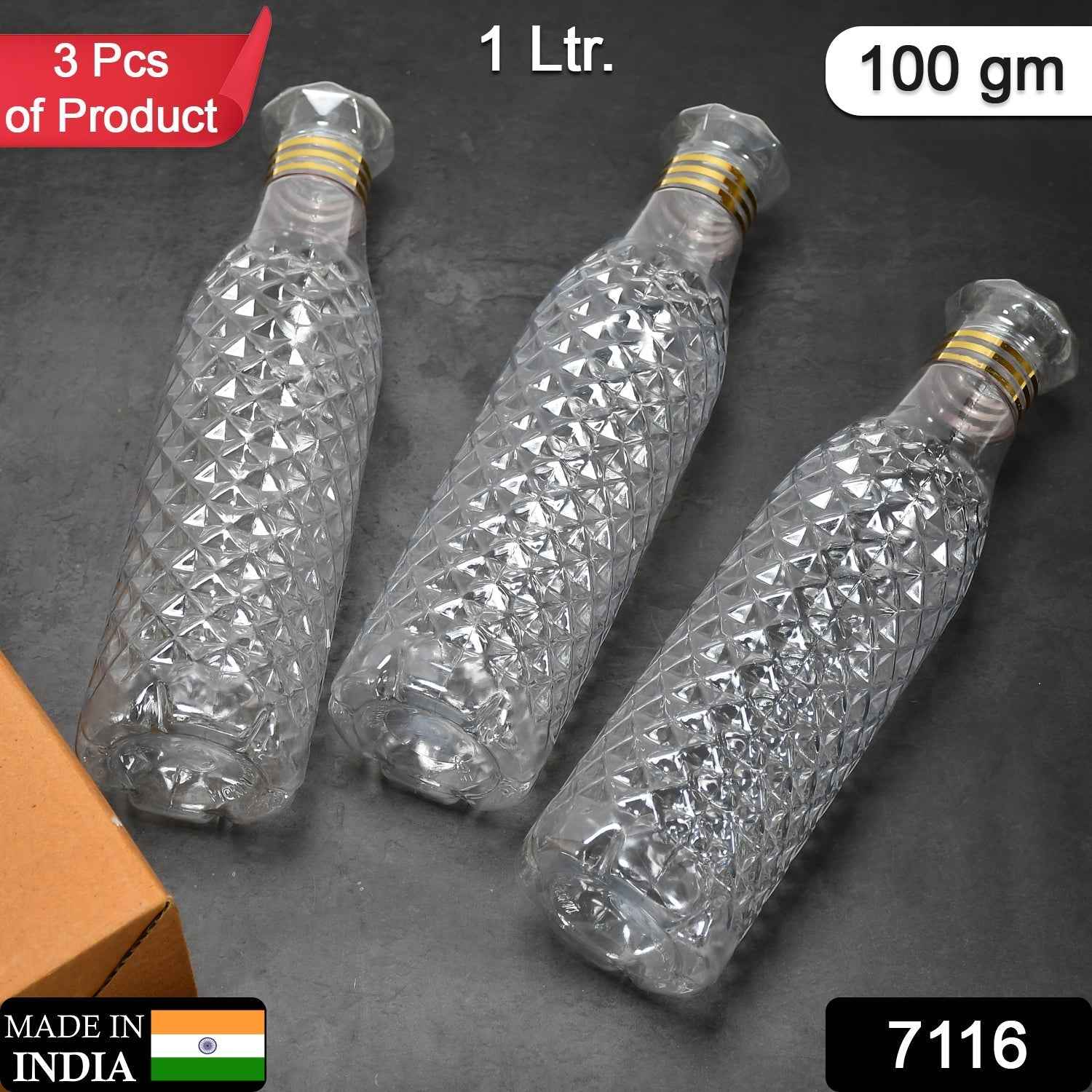 Kids Water Bottle Set – Diamond Cut, 3 Pcs | TinyMystery
