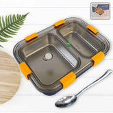 Stainless Steel Lunch Box 2 Section – Leakproof & Durable with Spoon