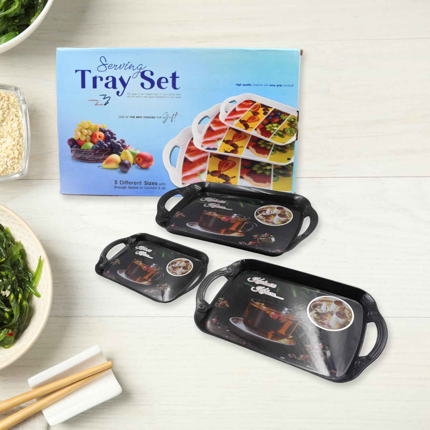 Serving Tray Set – Multicolor Mix Sizes, Lightweight & Stylish