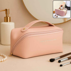 Travel Makeup Organizer Pouch – Waterproof Peach Zipper Bag