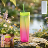Gradient Plastic Drinking Tumbler – Reusable & Spill Proof