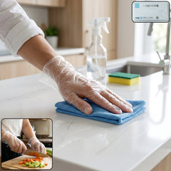 Clear disposable gloves for food handling