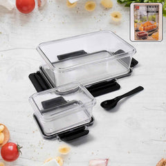 Plastic Kitchen Storage Container Set – Airtight Lock Lid & Spoon