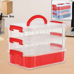 Transparent 3-Layer Storage Box with Handle and Lock Clips