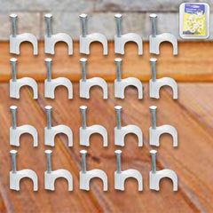 Plastic Cable Clips – Durable Steel Nail Wire Holders, 20 Pcs