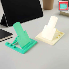 Adjustable foldable plastic mobile phone stand holding smartphone