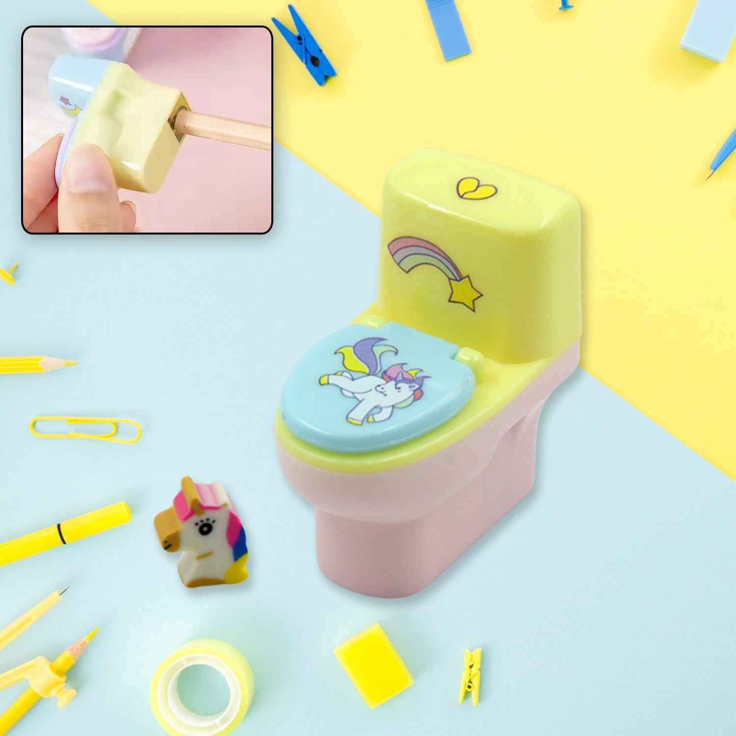 Toilet Pencil Sharpener – Fun Novelty with Eraser (2 Pc Set) | Writezo