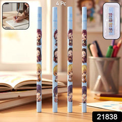 Cartoon Printed Pencil Set – 4 Cute School Writing Pencils