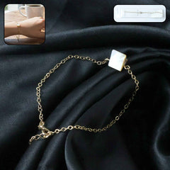 Adjustable Chain Bracelet with Square Stone Charm – Elegant Style