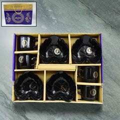 Ceramic Tea Cup Set – 8-Piece with Leaf Serving Bowls | A One