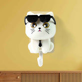 Cat Wall Hook – Cute Sunglasses Design, Self-Adhesive | Styleva