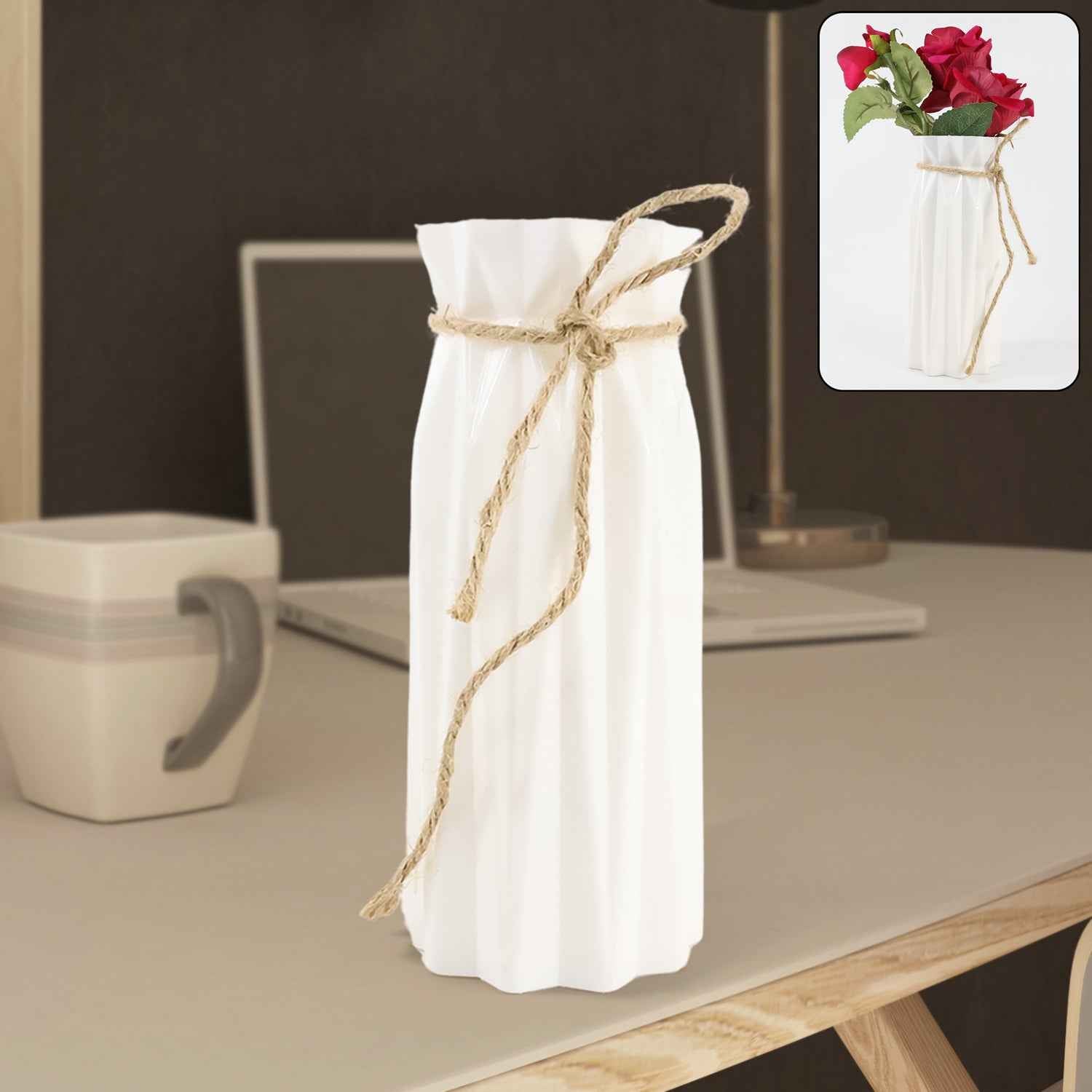 Plastic flower vase with elegant design for home decor