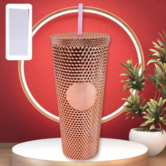 Studded Tumbler – Double Walled Cold Cup with Straw Lid