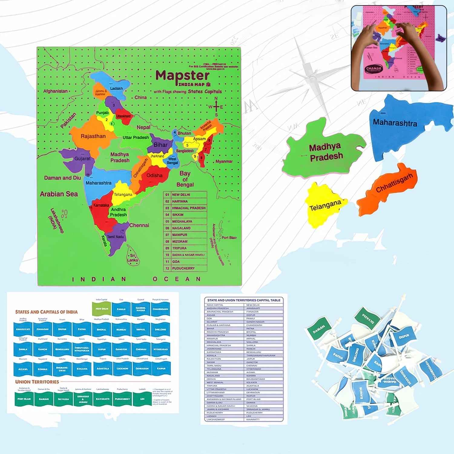 India Map Puzzle – Educational EVA Foam Game for Kids