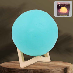 Moon Night Lamp – Blue 3D LED with Plastic Stand | Indo Glow