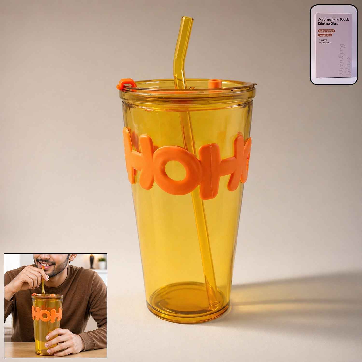 Glass Tumbler with Lid and Straw Ð Leak-Resistant & Stylish