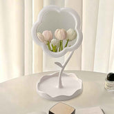 Flower-Shaped Makeup Mirror – Rotatable Vanity Mirror with Tray