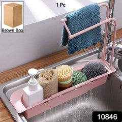 Kitchen Sink Organizer Rack with Towel Holder & Drain Tray