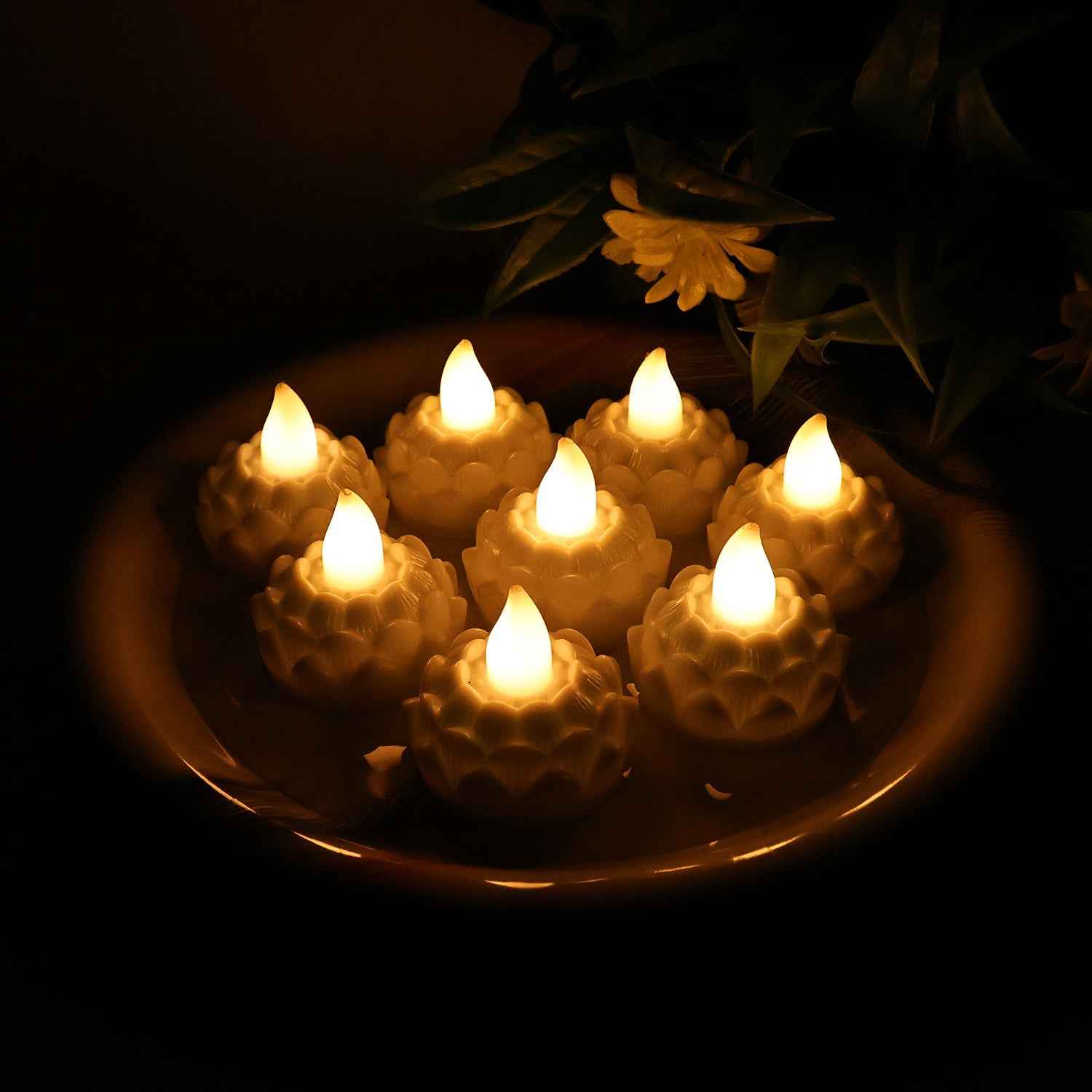 Lotus Shaped LED Flameless Tealight Candles – Safe Decor Set of 8