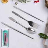 Portable Stainless Steel Cutlery Set – Durable 4-Pc Travel Utensils
