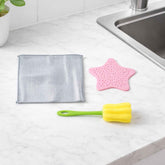 Kitchen Cleaning Set – 3-in-1 Combo with Scrub Pad & Bottle Brush