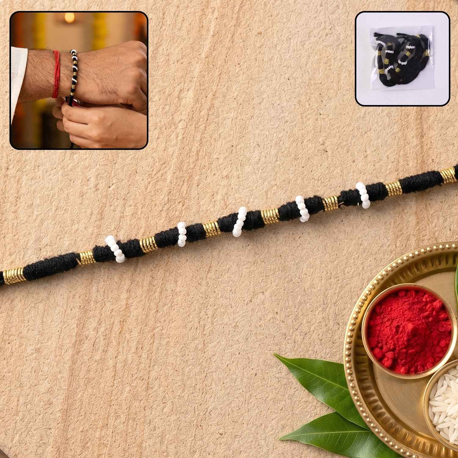 Handmade Pearl Beaded Rakhi Ð Traditional Ethnic Thread for Festivities