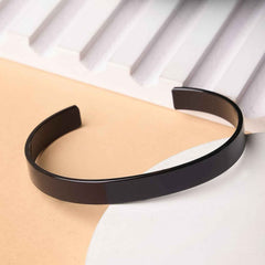 Black-Plated Stainless Steel men's kada bracelet with sleek finish