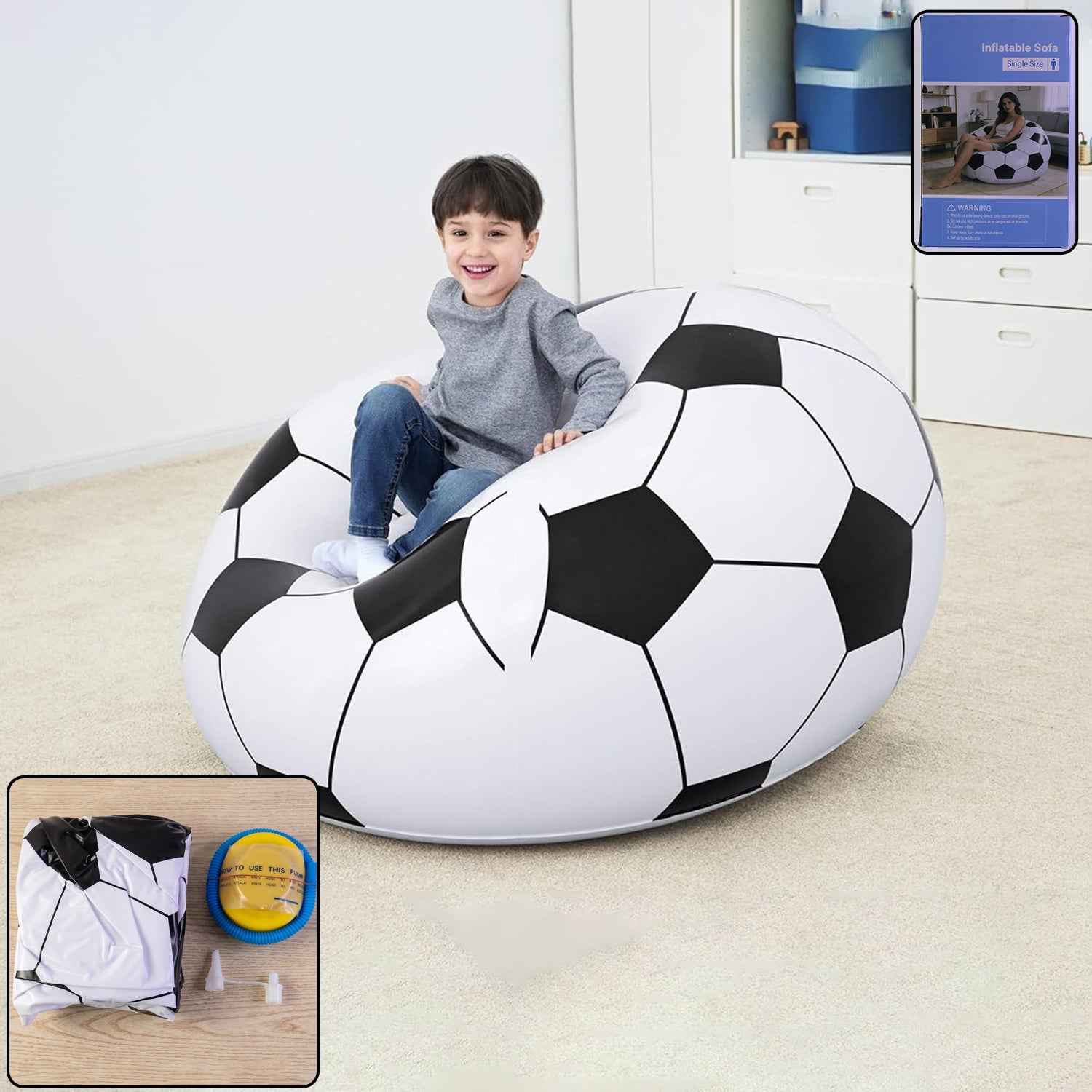 Inflatable Soccer Ball Lounge Chair – Fun & Comfortable for Kids