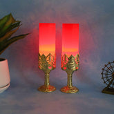 LED Candle Light Lamps – Elegant Golden Stand Set of 2