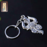 Trishul Damru Keychain – Durable Silver Metal Spiritual Accessory