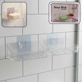 Transparent Wall-Mounted Soap Dish Set – Space-Saving & Drainage
