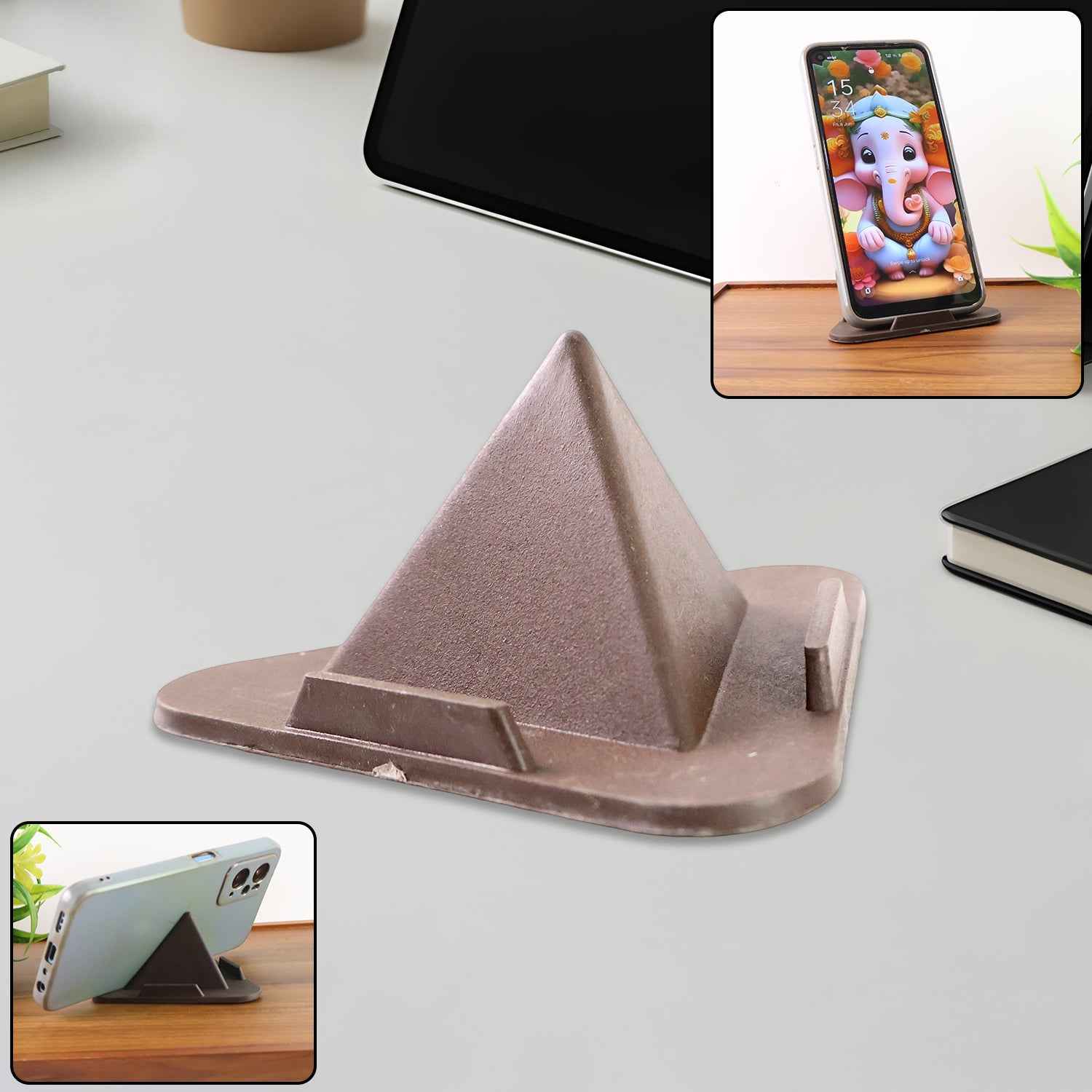 Pyramid Brown Mobile Stand – Adjustable 3-Angle Phone Holder